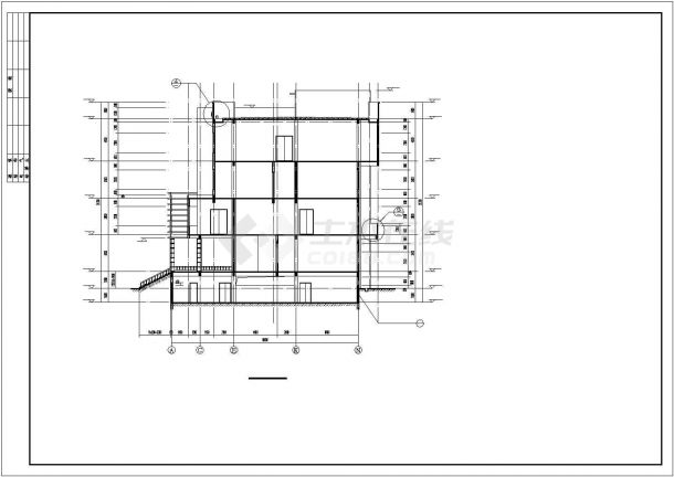  -1+4层4420平米厂区内食堂建筑设计施工图(长50.4米 宽21米)-图一