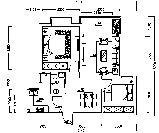 80平方米两室两厅小户型住宅室内装饰施工cad图_住宅施工_图1