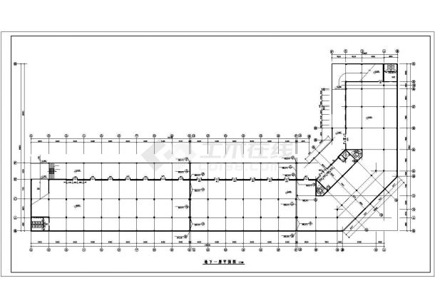 1.2万平米7+1层框架结构商务酒店平立剖面设计CAD图纸（1层商铺）-图二