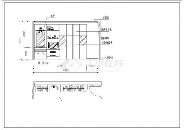 上海市某建筑设计公司800平米办公室装修装饰设计CAD图纸-图二