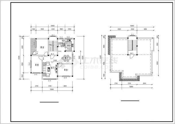 某二层框架结构别墅设计cad全套结构施工图（含设计说明，含建筑设计，含效果图）-图二