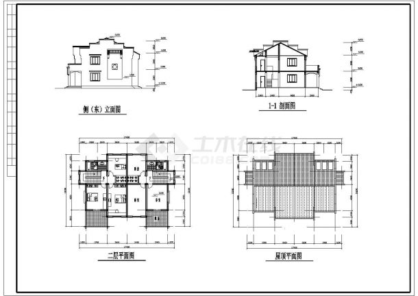 福泉市某村镇540+340平米两套双层砖混结构别墅住宅楼建筑设计CAD图纸-图一