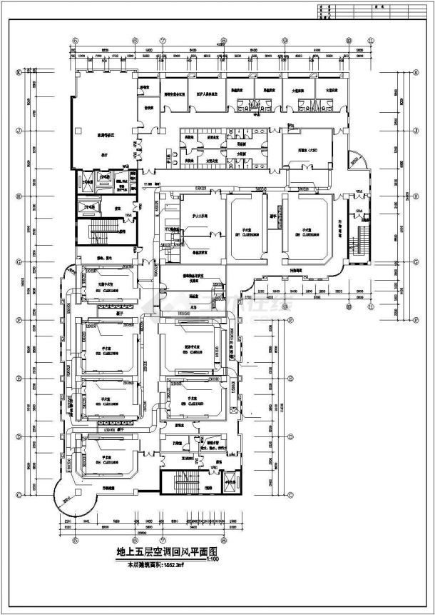 长58.5米 宽41.3米 L型医院手术楼(第五六层3704.6平米)暖通设计图-图二