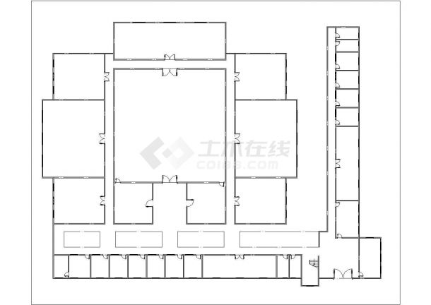 2300平米3层框架结构商务宾馆平立剖面设计CAD图纸（含总图）-图一