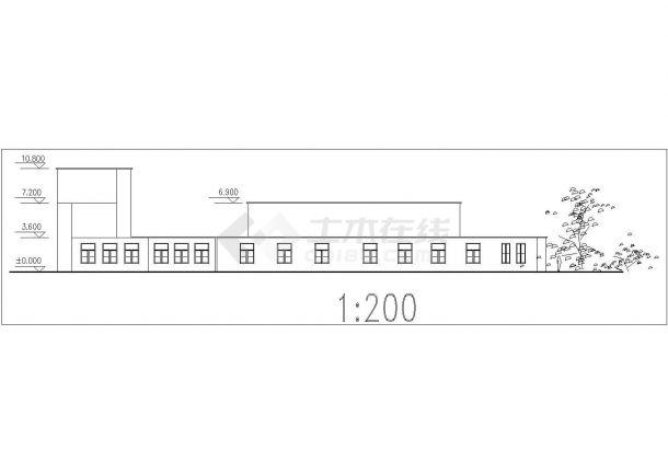 2300平米3层框架结构商务宾馆平立剖面设计CAD图纸（含总图）-图二
