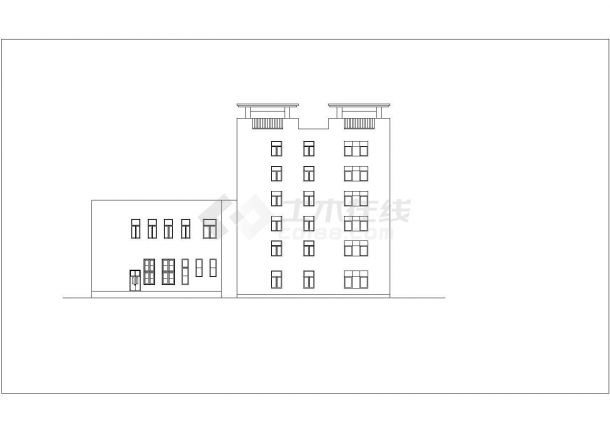 淮南市某3900平米6层框混结构商务酒店平立剖面设计CAD图纸-图二