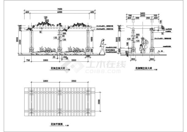 某花架方案CAD构造平面施工图-图一