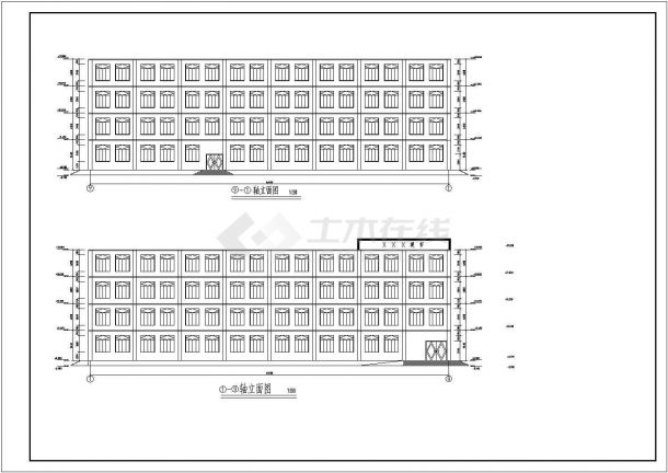 重庆市某社区1800平米4层框架结构连锁超市建筑设计CAD图纸-图二