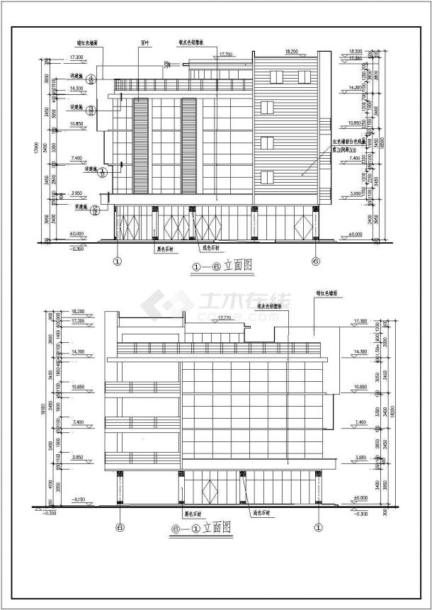 四层农贸市场建筑设计cad图纸（长38.1米宽20米）-图一