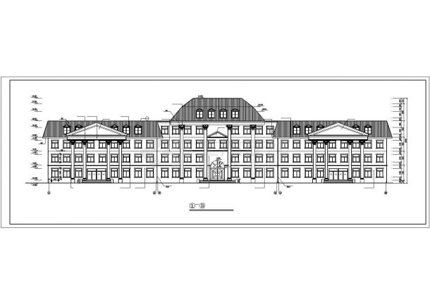 达州市某市政单位3300平米4+1层框架办公楼平立面设计CAD图纸-图一