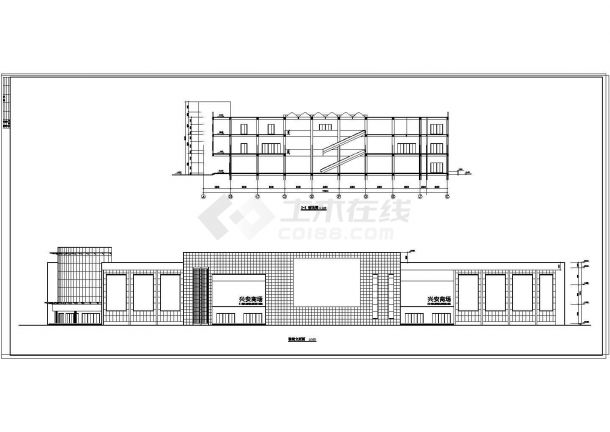 临街三层大型高档购物商场建筑设计CAD施工图-图一