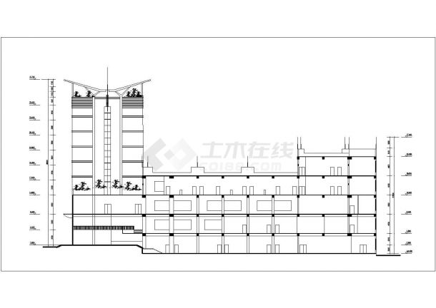 泰安市某沿街7200平米8层框混商务酒店平立剖面设计CAD图纸-图一