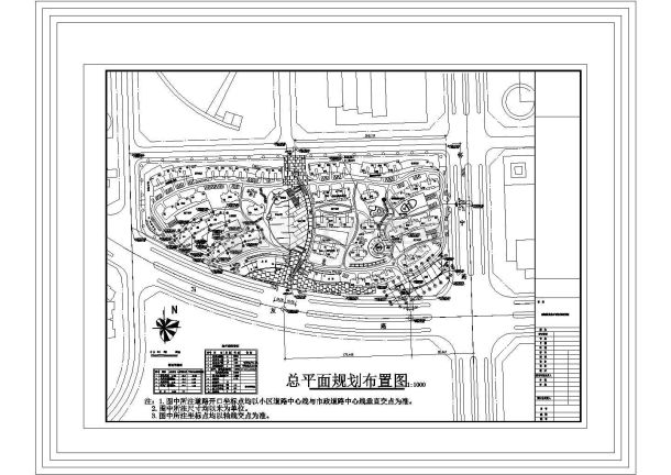 总用地8万平米总居住户数1110户总平面规划布置图-图一