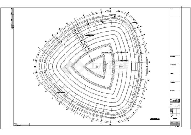 某海蚌造型双层网壳结构游泳馆（10706㎡）设计cad全套建筑施工图（含设计说明）-图一