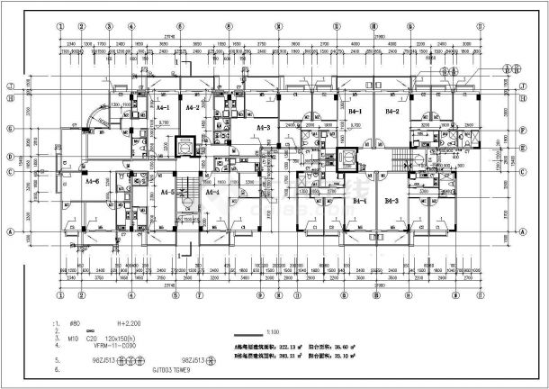 5400平米左右9层框混结构商住楼建筑设计CAD图纸（底层商铺）-图二