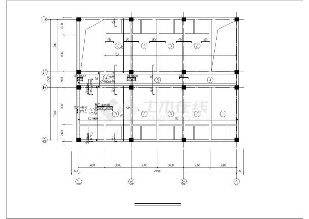 宿舍楼设计_六层框架建筑基础方案详图-图一