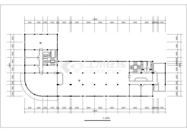 7300平米左右8层框混结构商务酒店平立剖面设计CAD图纸（含总图）-图一