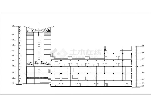 7300平米左右8层框混结构商务酒店平立剖面设计CAD图纸（含总图）-图二