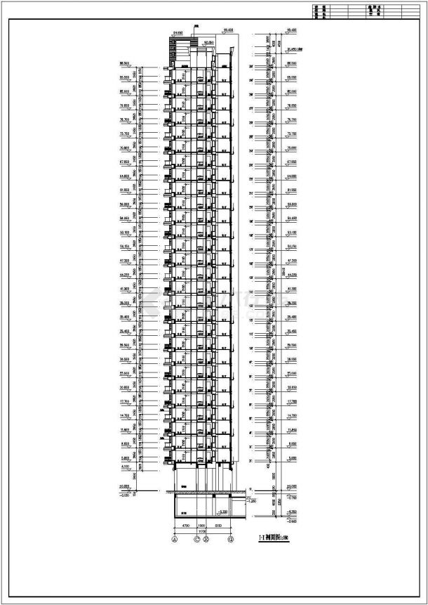 扬州市广陵区某28层就剪力墙结构公寓住宅楼立剖面设计CAD图纸-图二