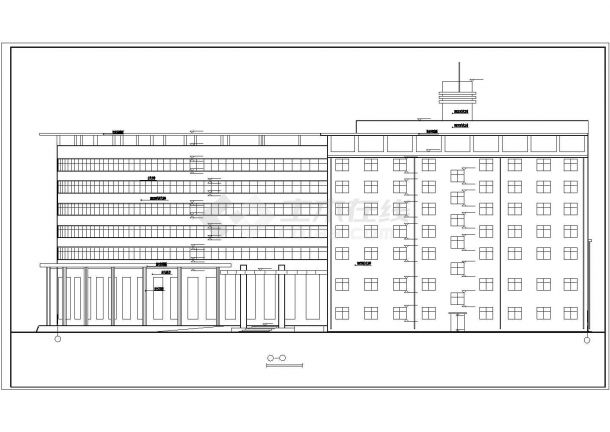 安阳市某商业街1万平米8层框架结构商务酒店平立剖面设计CAD图纸-图一