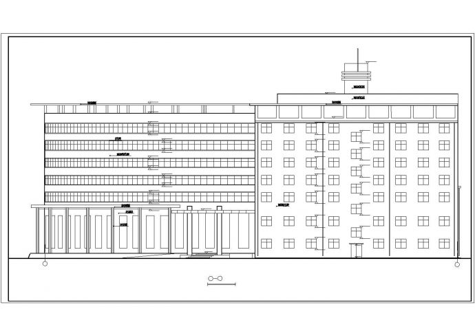 安阳市某商业街1万平米8层框架结构商务酒店平立剖面设计CAD图纸_图1