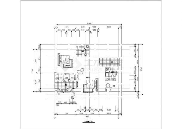 三层简约别墅建筑施工图（含效果图）-图二