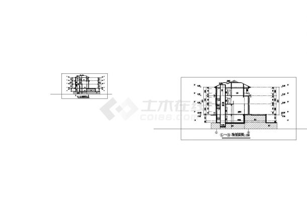 1070平米三层砖混结构双拼式别墅楼建筑设计CAD图纸（含地下1层）-图一