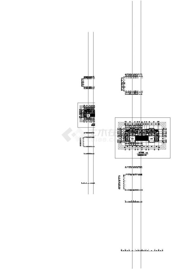 1070平米三层砖混结构双拼式别墅楼建筑设计CAD图纸（含地下1层）-图二