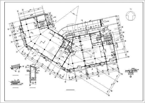 6900平米7层框混结构商务酒店全套建筑设计CAD图纸（含地下层）-图二