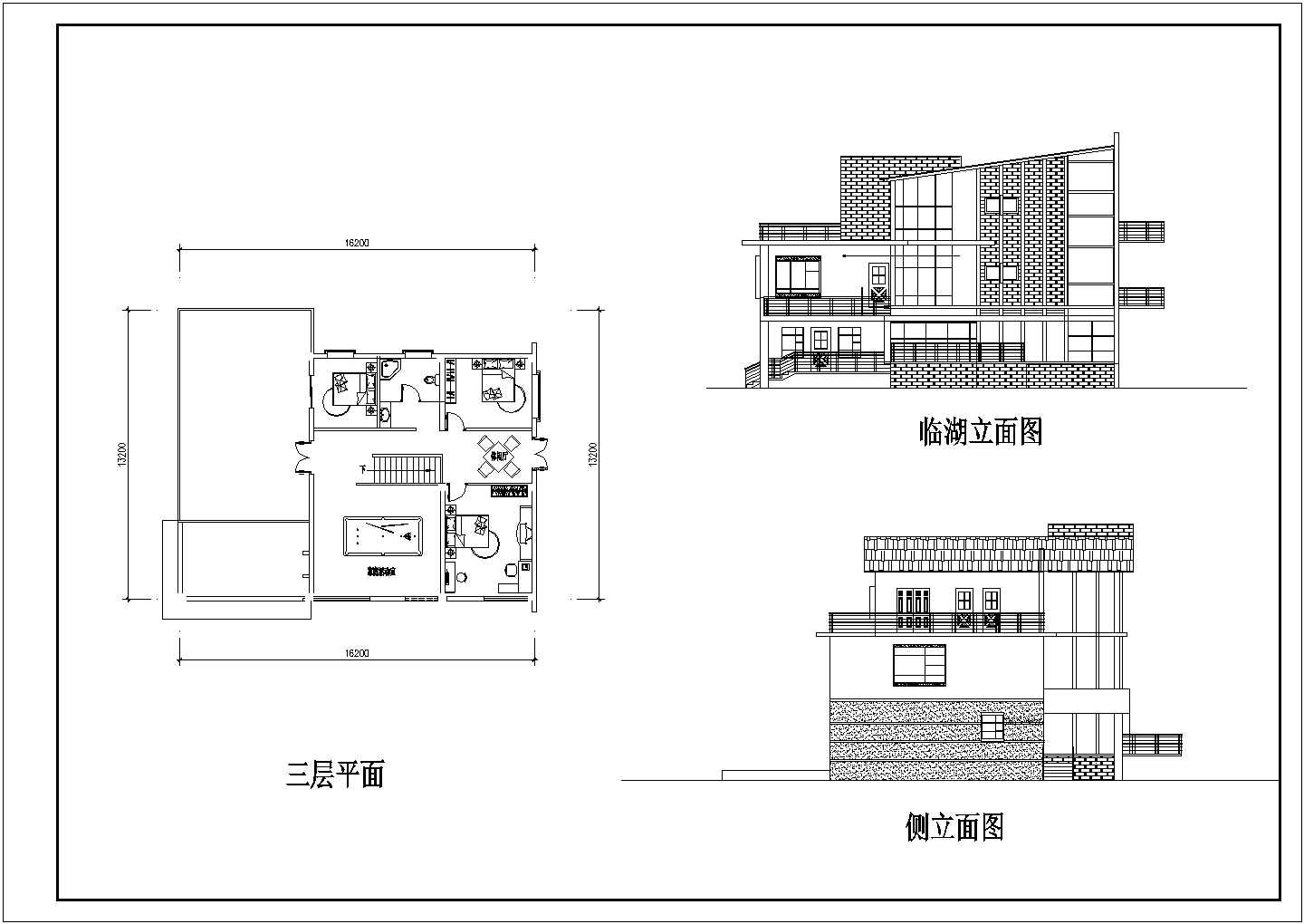 三层经典欧式别墅建筑设计施工图（含效果图）