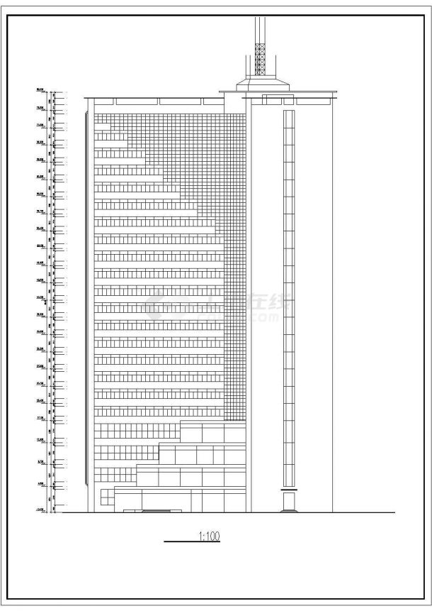 宜宾市某商业街2万平米22层框混结构星级酒店平立剖面设计CAD图纸-图一