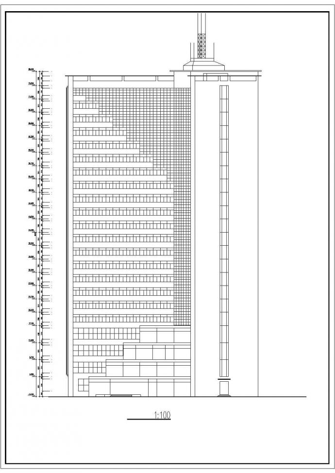 宜宾市某商业街2万平米22层框混结构星级酒店平立剖面设计CAD图纸_图1