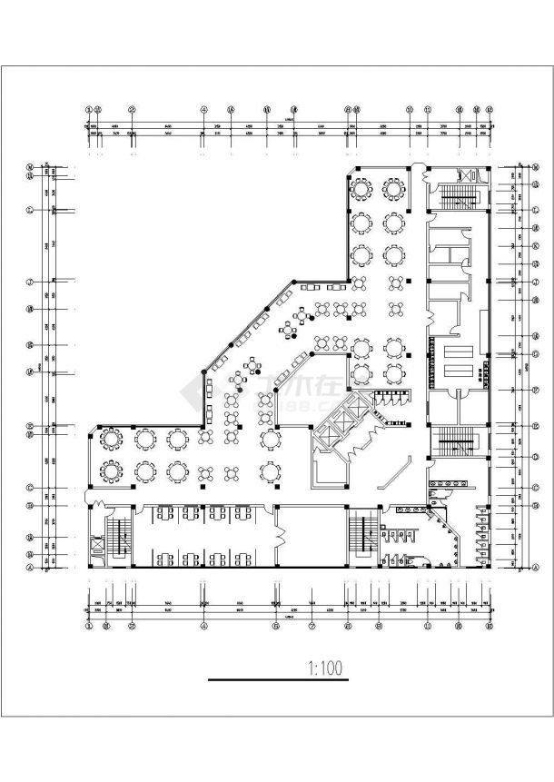 宜宾市某商业街2万平米22层框混结构星级酒店平立剖面设计CAD图纸-图二