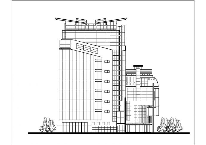 7300平米左右八层框混结构商务酒店平立剖面设计CAD图纸_图1