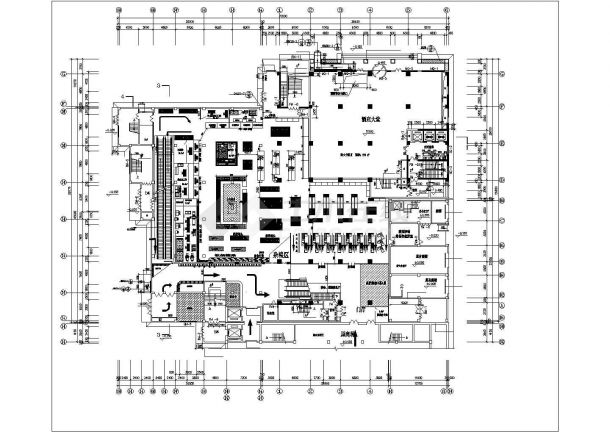 温州市某社区1300平米2层钢框架结构百货超市平面设计CAD图纸-图二