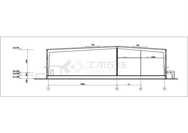 梧州市某钢材厂单层钢框架结构加工车间建筑设计CAD图纸-图二