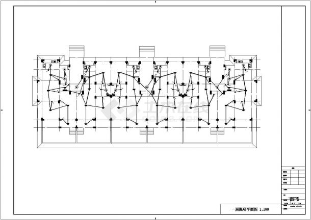 六层住宅楼电气照明布线设计方案CAD图-图一