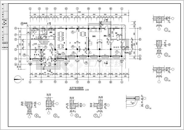 某三层砖混结构生活服务中心（餐厅）设计cad全套建筑施工图（ 含设计说明）-图二