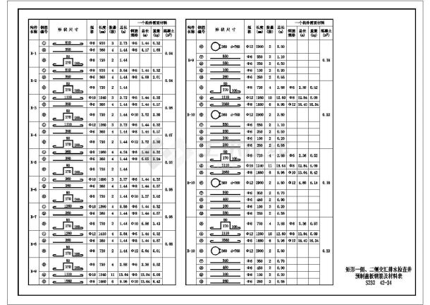 某交汇井预制盖板钢筋表CAD节点施工平面图-图一