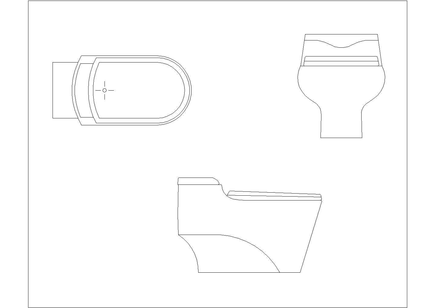 某马桶平立侧面CAD设计节点平立面
