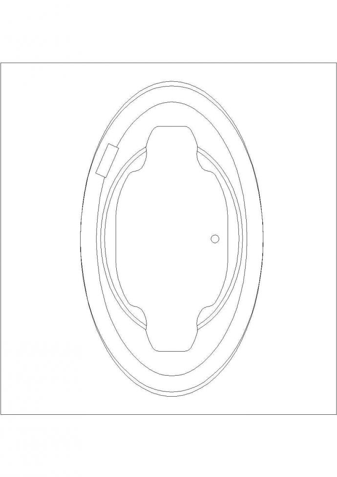 某椭圆浴缸CAD节点平立面设计图_图1