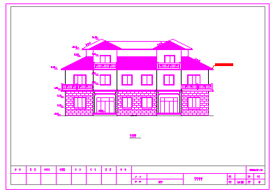 三层联体别墅设计建筑cad施工图-图二