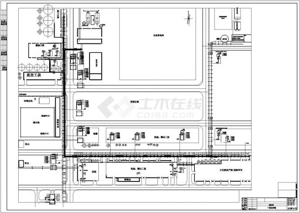 某大型造纸厂厂区综合管线平面cad图,内容包括:总平面布置图