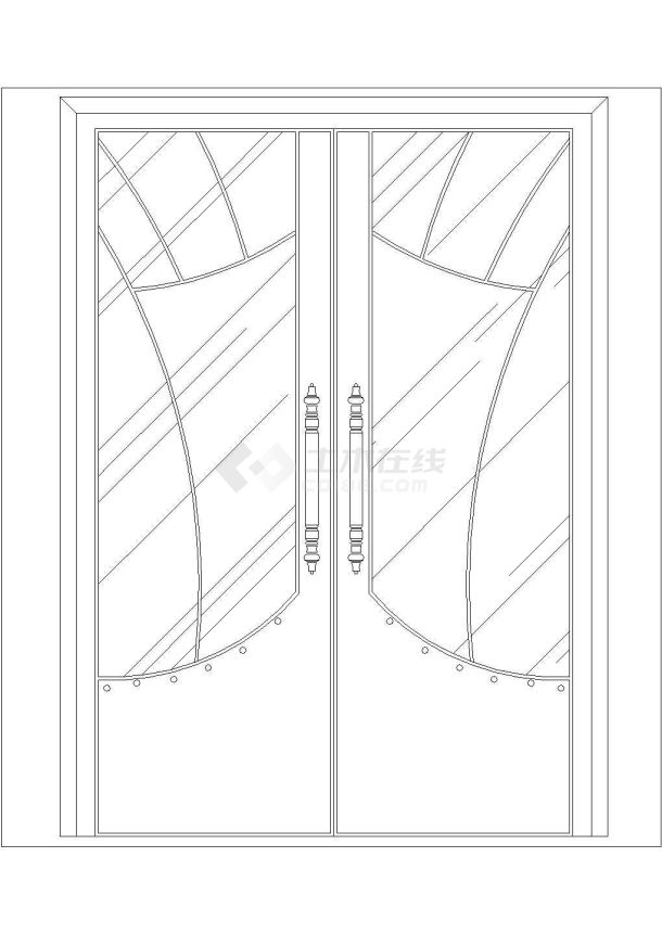 某双扇门CAD全套节点施工图纸-图一