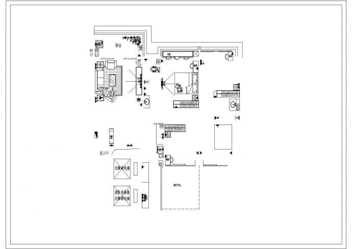 某小区住宅三室两厅装修设计CAD图_图1