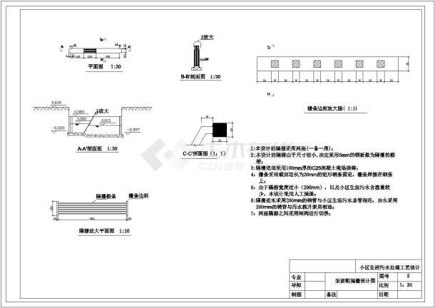 某泵前粗格栅CAD节点平面设计-图一