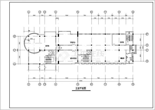 6层现代风格办公楼建筑方案设计图纸-图二