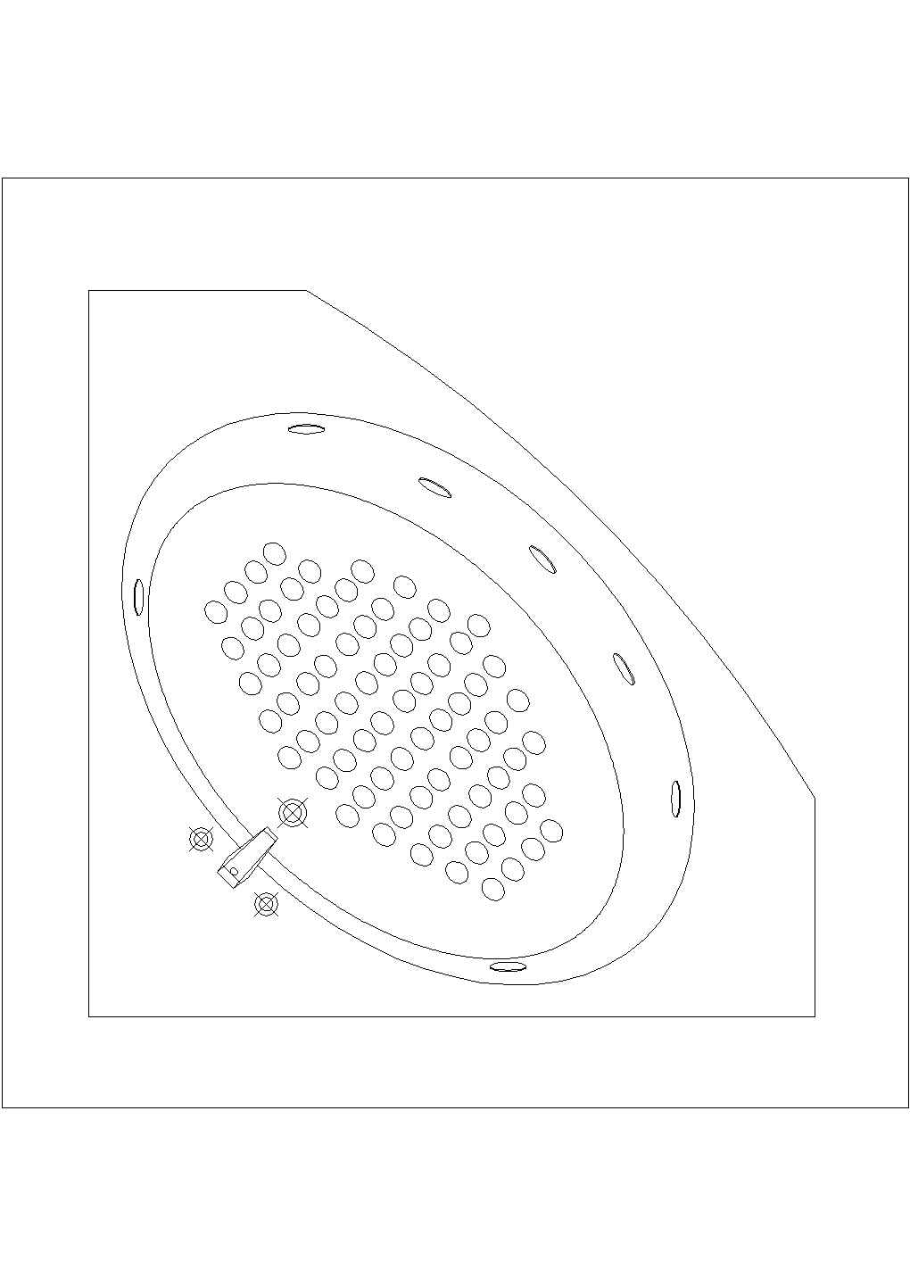 某浴缸CAD节点平立面设计构造图