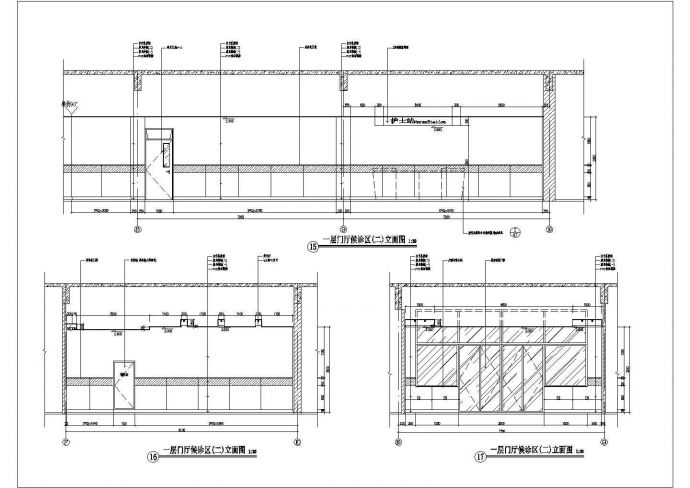 某一层门厅候诊CAD设计完整立面图_图1