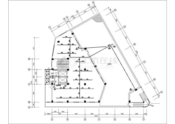 6层(类3角型)市中心医院外科整形中心消防工程消施设计图纸-图二
